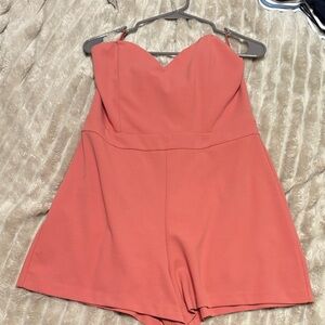 Express | Coral Strapless Romper